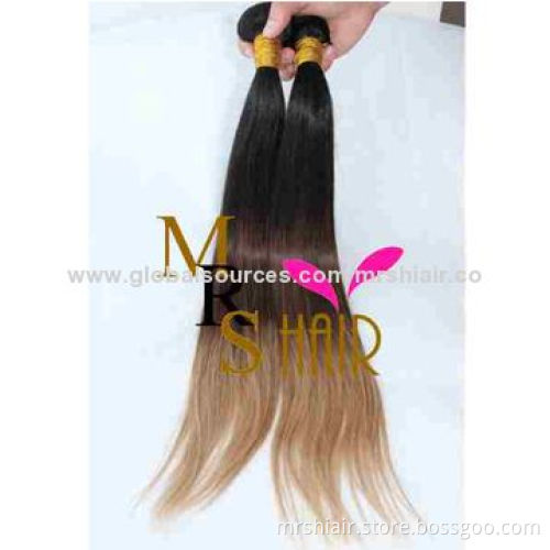 20-inch Ombre, Three Tone Color #1b#4#27, Brazilian Virgin Hair Weaves